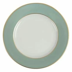 Limoges - Legle Silt Green Bread & Butter Plate W/Gold Trim
