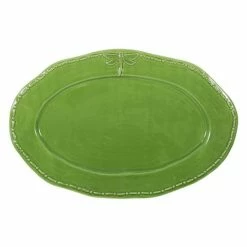 French Country - Dragonfly Green Oval Platter Large 42cm