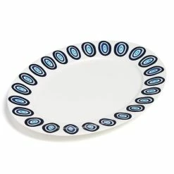 ThemisZ - The Kyklos Serving Platter Blue On White Oval 38cm