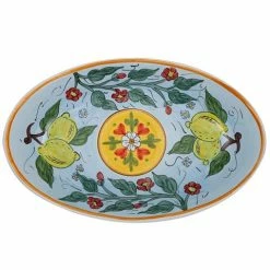 Ceramiche Siciliane - Sicily Line Oval Platter Sky 44cm