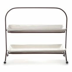 Costa Nova - Nova White Two-Tier Serving Stand