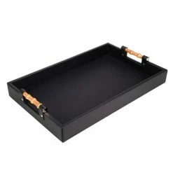 Grace - Tray With Bamboo Handles Black 56x36cm