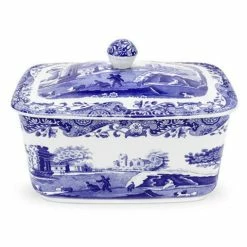Spode - Blue Italian Butter Box With Lid